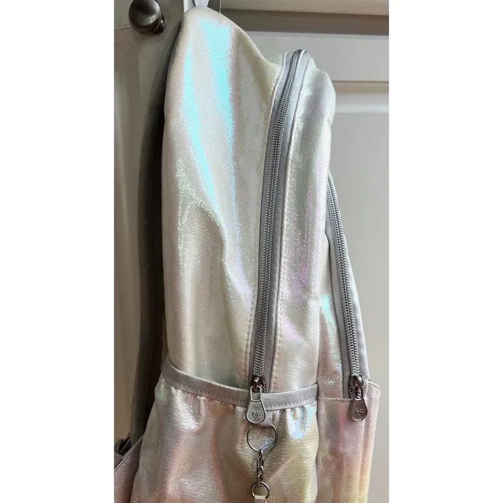 Justice Back to School Back Pack White Shiny “Make Today Awesome” Book Bag